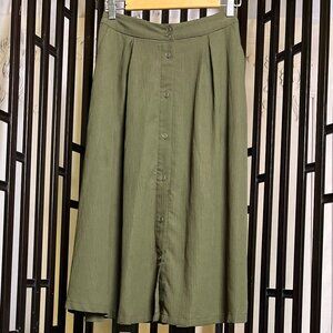 Good Luck Gem Size Small Olive Green Button-Front Skirt
